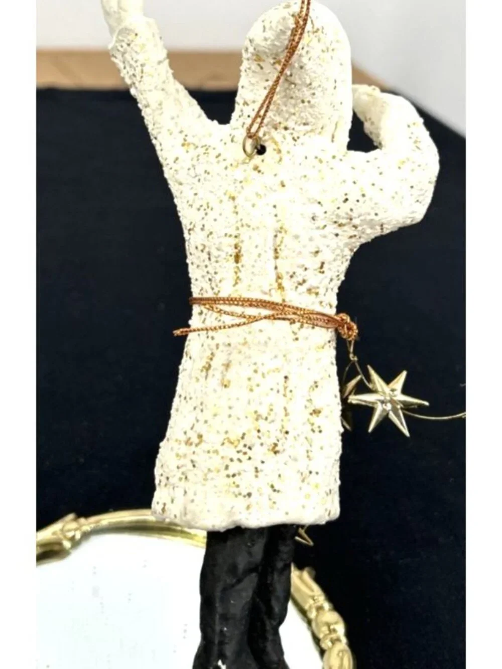 Dept 56 Christmas Ornament Flying Santa Belsnickle White Composition 7